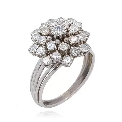 Anel Chuveiro Diamantes Ouro Branco