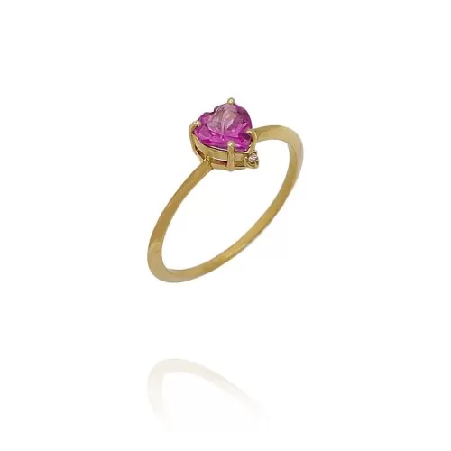 Anel Ouro 118K, Turmalina E Diamante