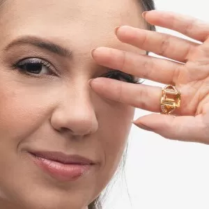 Anel Ouro 18K, Citrinos E Diamantes