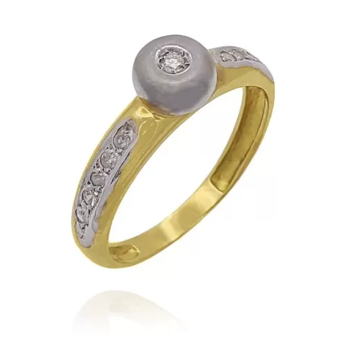 Anel Ouro 18K Duas Cores E Diamantes