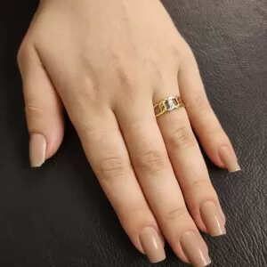 Anel Ouro 18K Duas Cores E Diamantes
