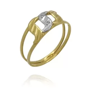 Anel Ouro 18K Duas Cores E Diamantes
