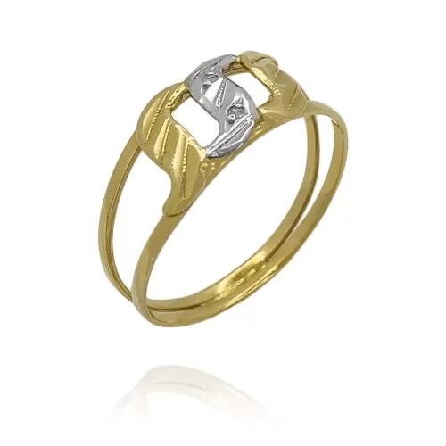 Anel Ouro 18K Duas Cores E Diamantes