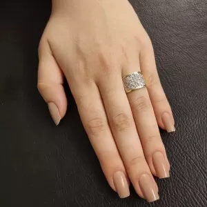 Anel Ouro 18K Duas Cores E Diamantes