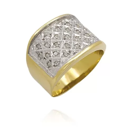 Anel Ouro 18K Duas Cores E Diamantes