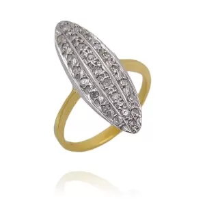 Anel Ouro 18K Duas Cores E Diamantes