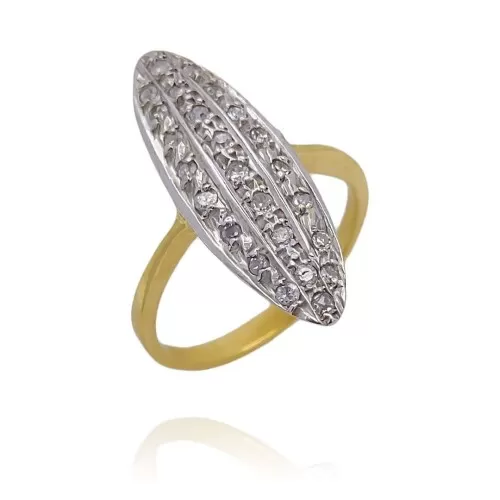 Anel Ouro 18K Duas Cores E Diamantes