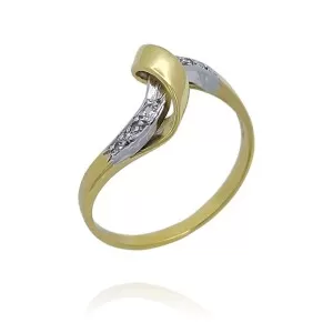 Anel Ouro 18K Duas Cores E Diamantes
