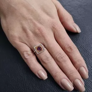 Anel Ouro 18K Duas Cores e Rodolita