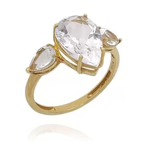 Anel Ouro 18K E Cristais
