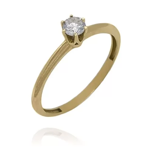 Anel Ouro 18K E Diamante Solitário