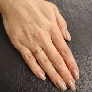 Anel Ouro 18K E Diamante Solitário