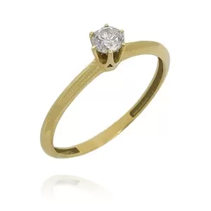 Anel Ouro 18K E Diamante Solitário