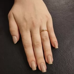 Anel Ouro 18K E Diamante Solitário