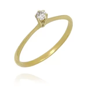 Anel Ouro 18K E Diamante Solitário