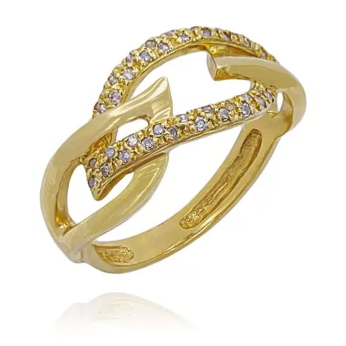 Anel Ouro 18K E Diamantes
