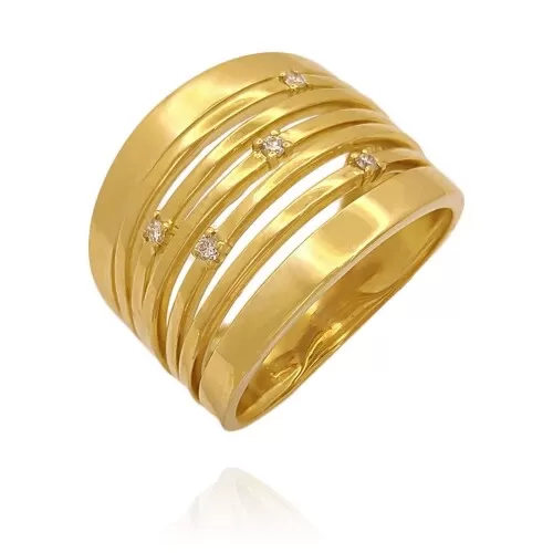 Anel Ouro 18K E Diamantes
