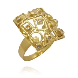 Anel Ouro 18K E Diamantes