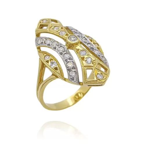Anel Ouro 18K E Diamantes