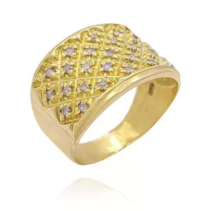 Anel Ouro 18K E Diamantes