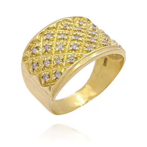 Anel Ouro 18K E Diamantes