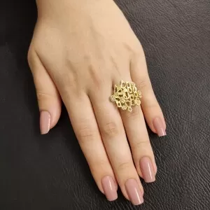 Anel Ouro 18K E Diamantes