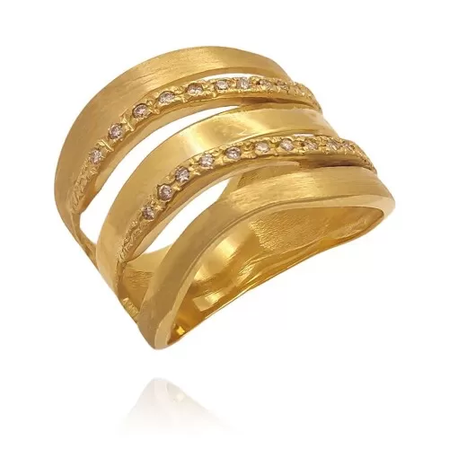 Anel Ouro 18K E Diamantes