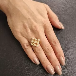 Anel Ouro 18K E Diamantes
