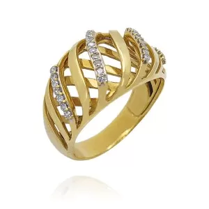 Anel Ouro 18K E Diamantes