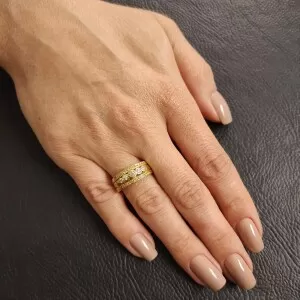 Anel Ouro 18K E Diamantes