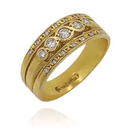 Anel Ouro 18K E Diamantes