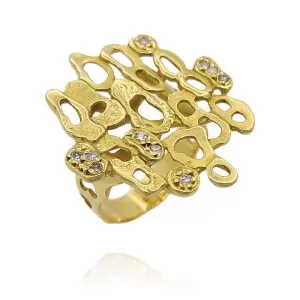 Anel Ouro 18K E Diamantes