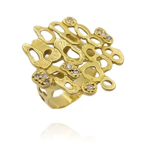Anel Ouro 18K E Diamantes