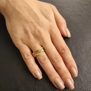 Anel Ouro 18K E Diamantes