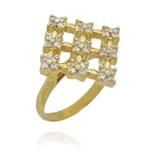 Anel Ouro 18K E Diamantes