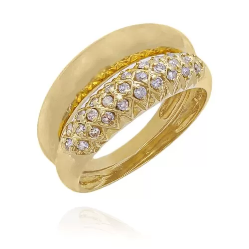 Anel Ouro 18K E Diamantes