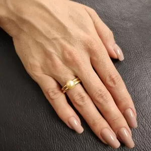 Anel Ouro 18K E Pérola