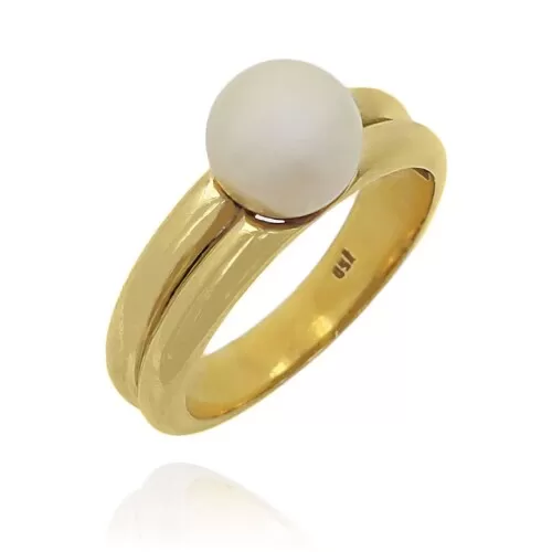 Anel Ouro 18K E Pérola