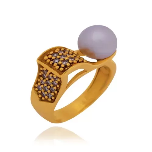 Anel Ouro 18K E Pérola