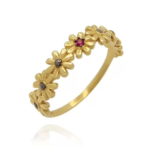 Anel Ouro 18K E Rubi