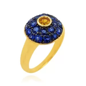 Anel Ouro 18K E Safiras