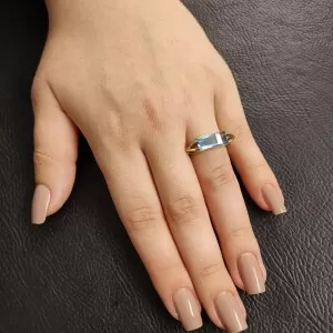 Anel Ouro 18K E Topázio