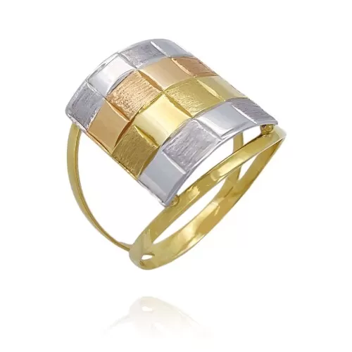 Anel Ouro 18K Em Três Cores