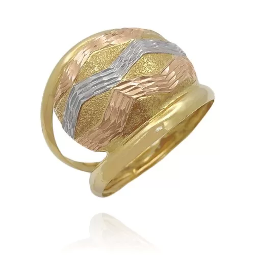 Anel Ouro 18K Em Três Cores