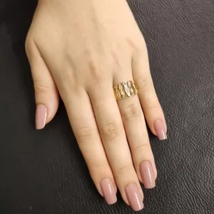 Anel Ouro 18K Em Três Cores