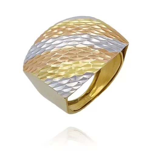 Anel Ouro 18K Em Três Cores
