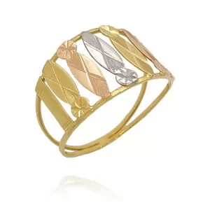 Anel Ouro 18K Em Três Cores