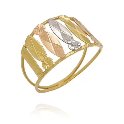 Anel Ouro 18K Em Três Cores