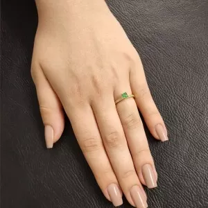 Anel Ouro 18K, Esmeralda E Diamantes