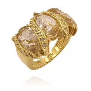 Anel Ouro 18K, Quartzos E Diamantes